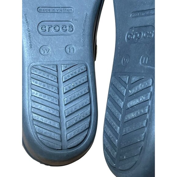 Womens Crocs Black Platform Sandals W11 With Silver Buckle Accent - Picture 5 of 11